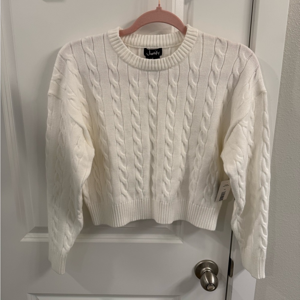 NWT Justify white sweater sz S